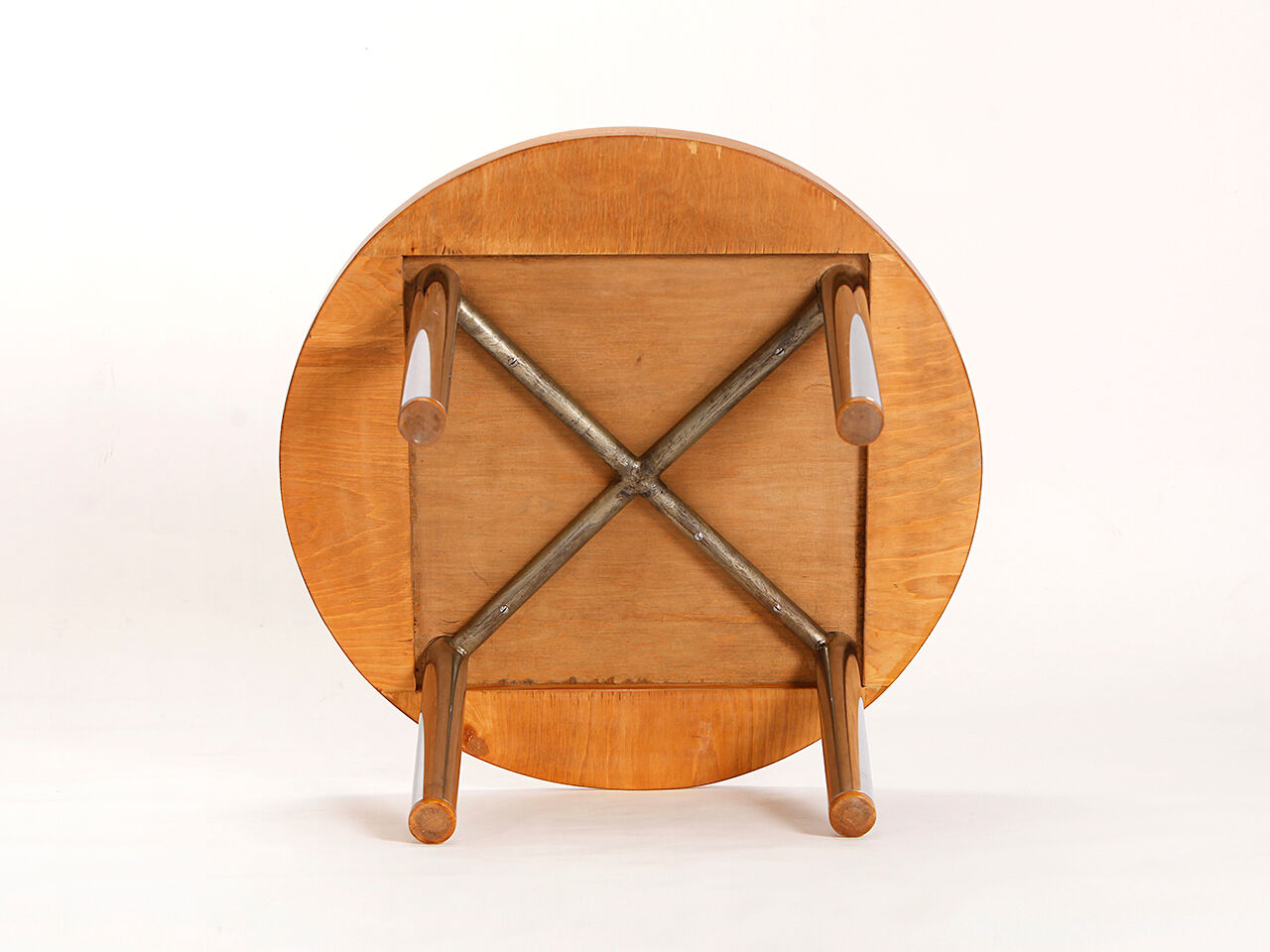 Table basse vintage en acier et bois, années 1950