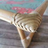 Folding tray parrots and flowers fiber and rattan