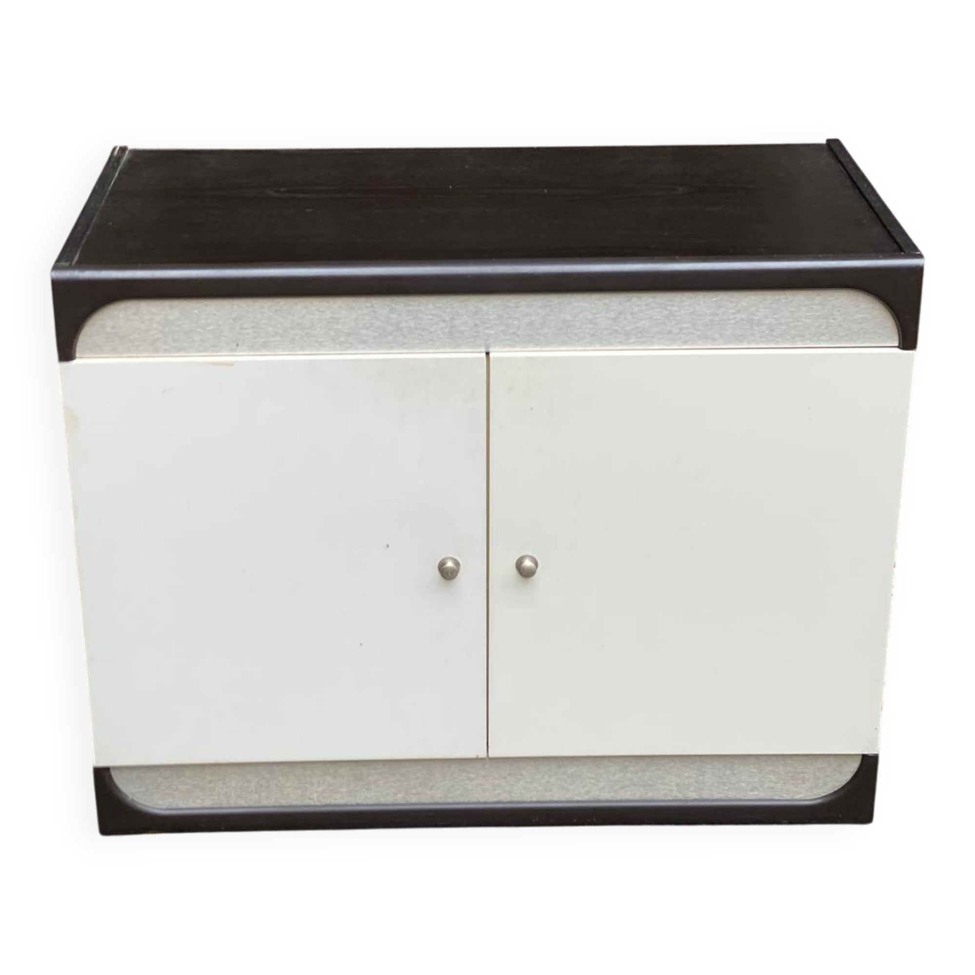 White and brown wooden chest of drawers from the 80s