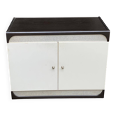 Commode blanche et marron en bois des années 80