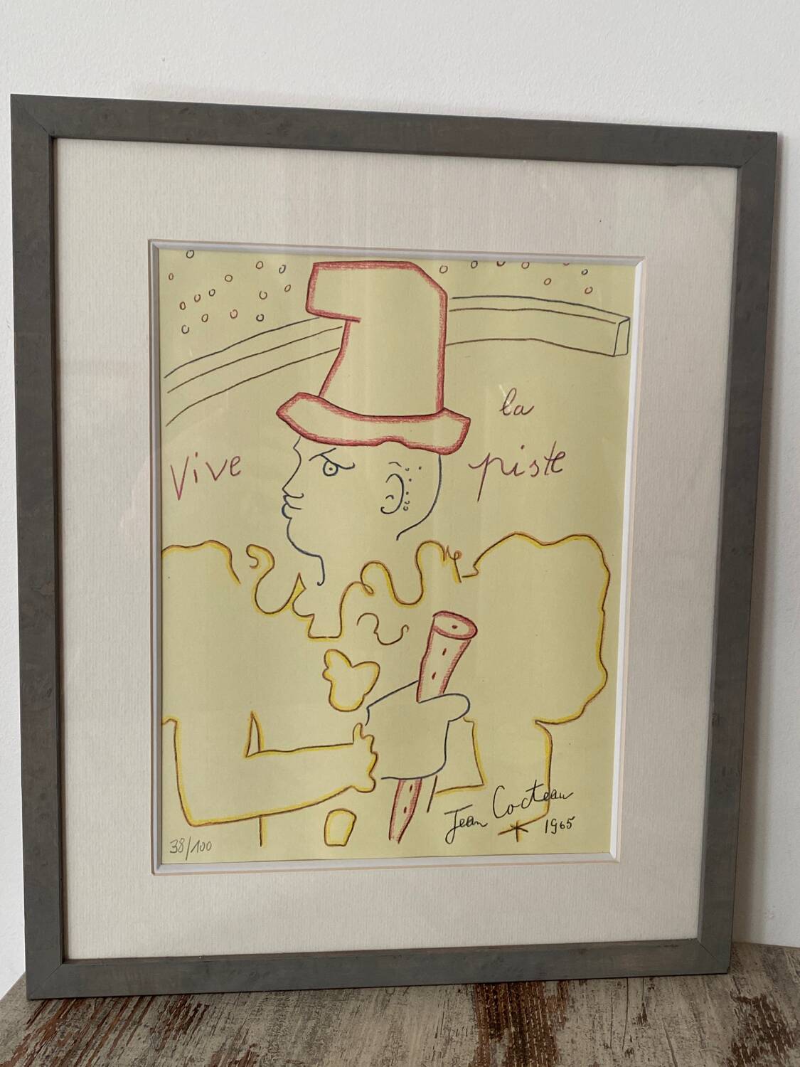 Lithograph, Long Live the Track, Jean Cocteau