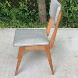 Scandinavian office chair in solid wood and gray skai leather