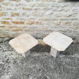 Nesting coffee tables in natural travertine
