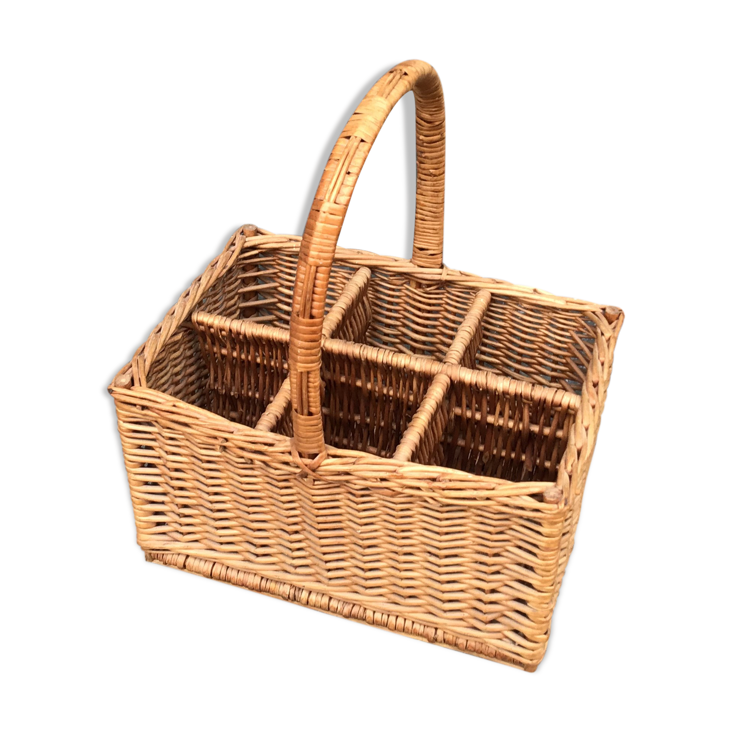 Vintage wicker bottle holder