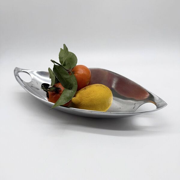 Coupe / centre de table en fonte d’alu poli – 1980s