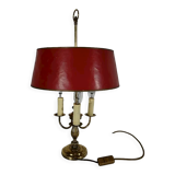 Brass bouillotte lamp with red lampshade, Louis XVI – XXth style