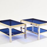 Pair of Flaminia chrome brass side tables by Willy Rizzo 1970