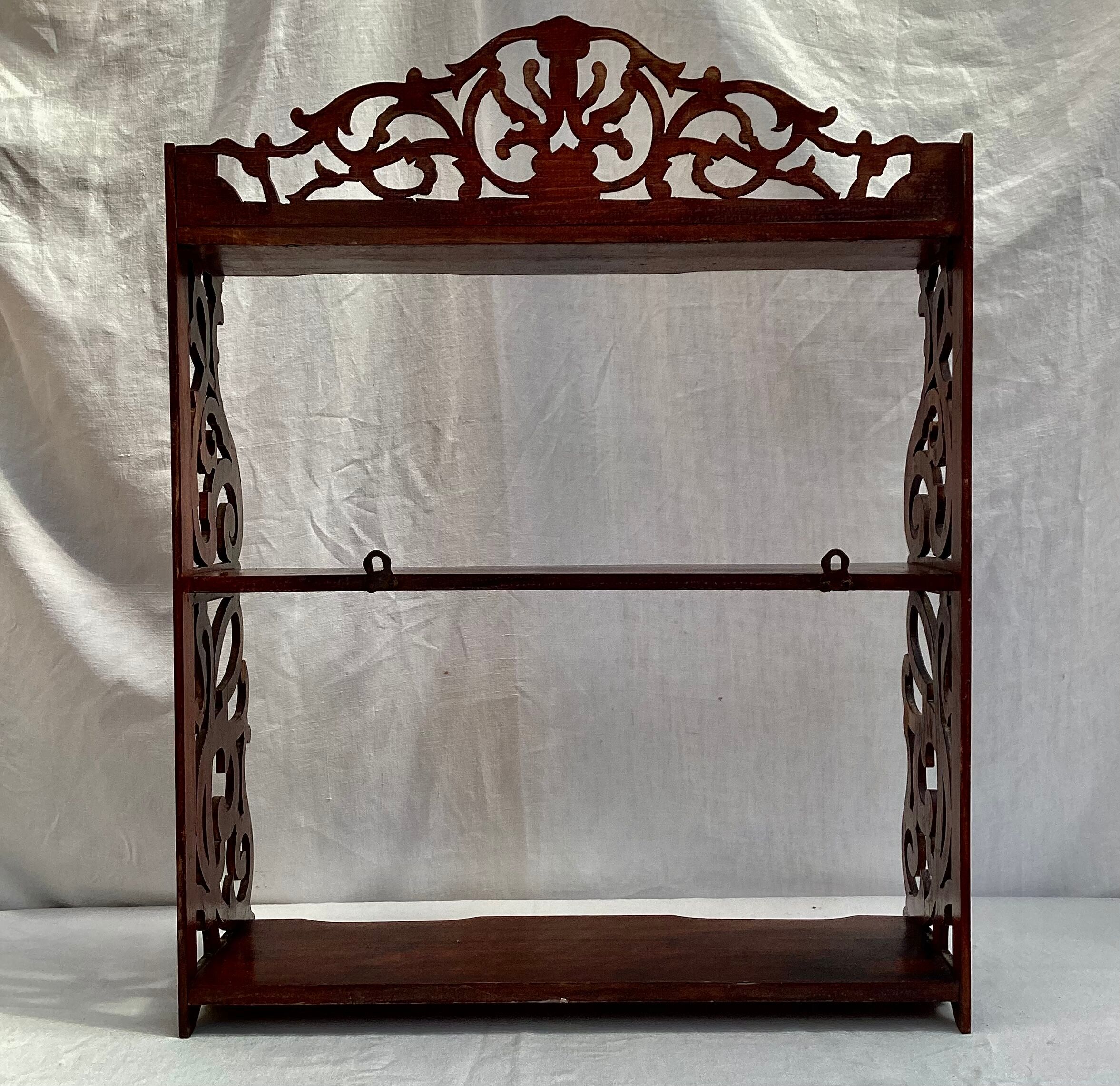 Old wall shelf in worked wood dimension: height -67cm- width --55cm-