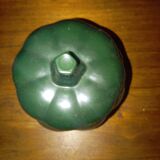 Candy box / glass sugar bowl in the shape of a green pumpkin