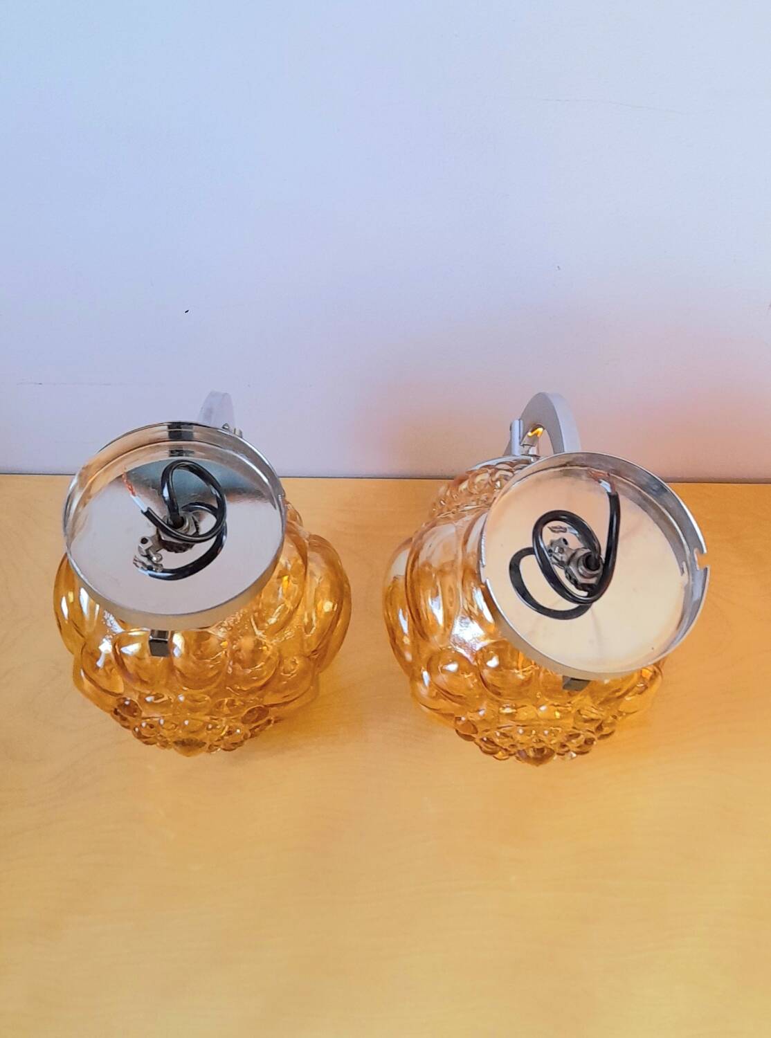 Pair of 70s ball wall lights