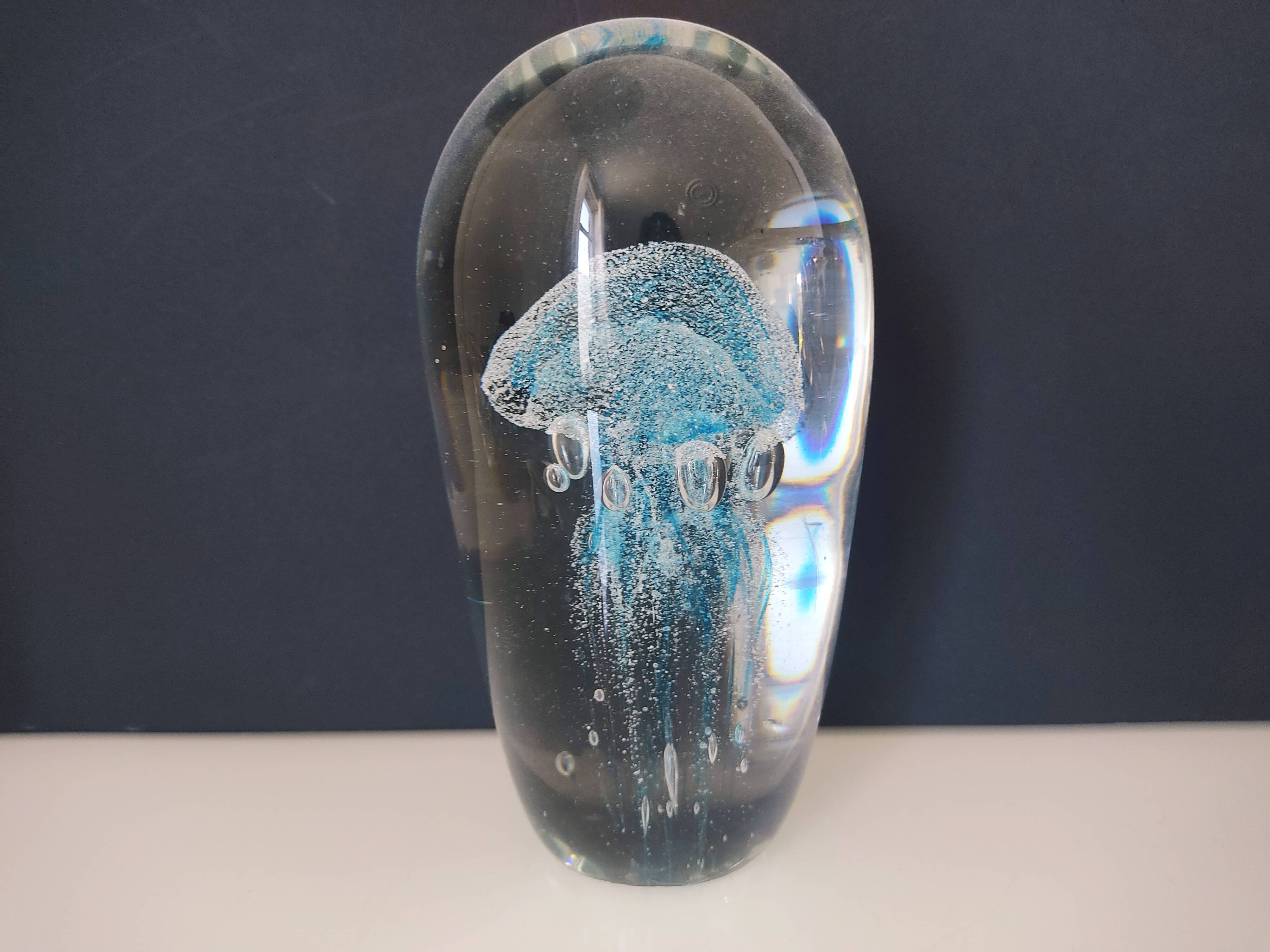 Blue jellyfish paperweight