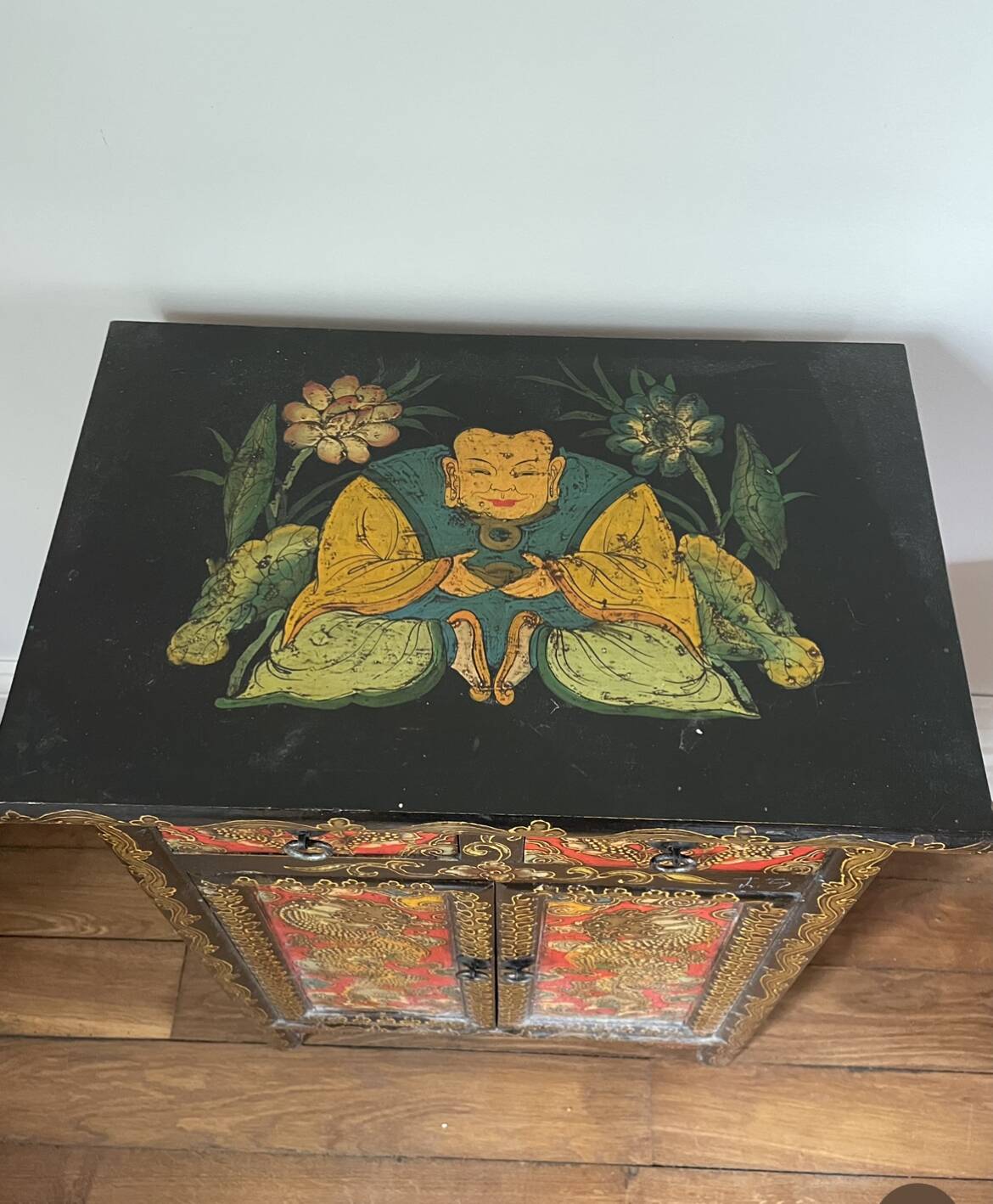 Small hand-painted Tibetan piece of furniture