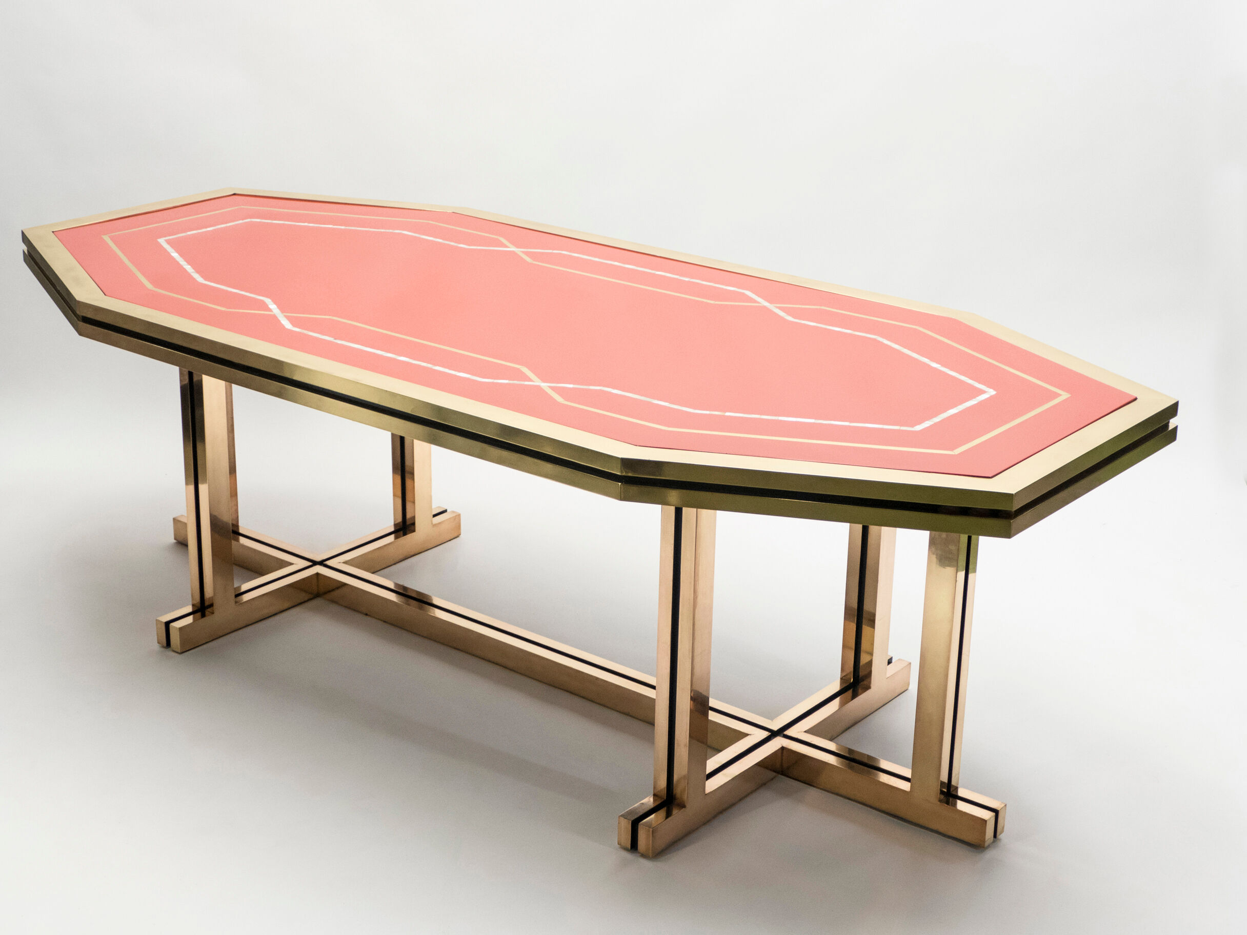 Red brass lacquered table  1970