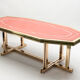 Table laquée rouge laiton 1970