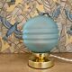Vintage table lamp globe in blue frosted glass