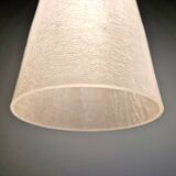 Pair of Mid Century Pendant Lights in Brass and Clear Crackle Glass, 1950s