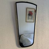 Vintage 1960s mirror, asymmetrical, gold-black rearview mirror - 71 x 36 cm
