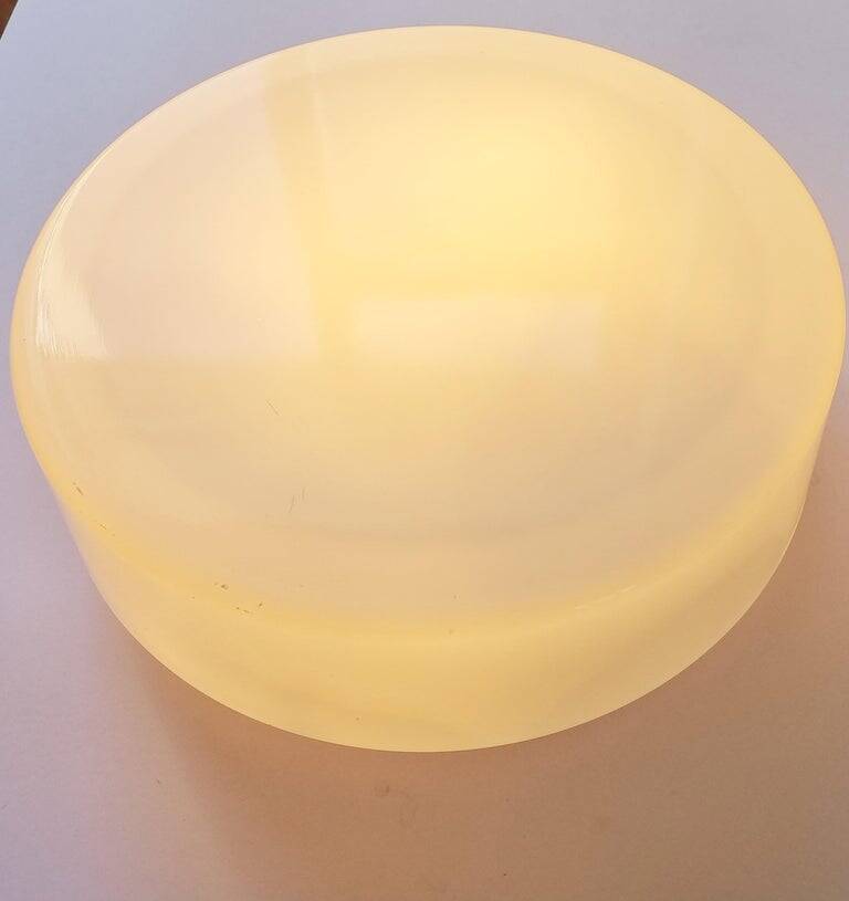 Large Midcentury Flush Mount Milk Glass, RZB Leuchten, Germany, 1970s
