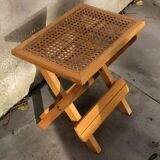 Wooden and cane bedside table