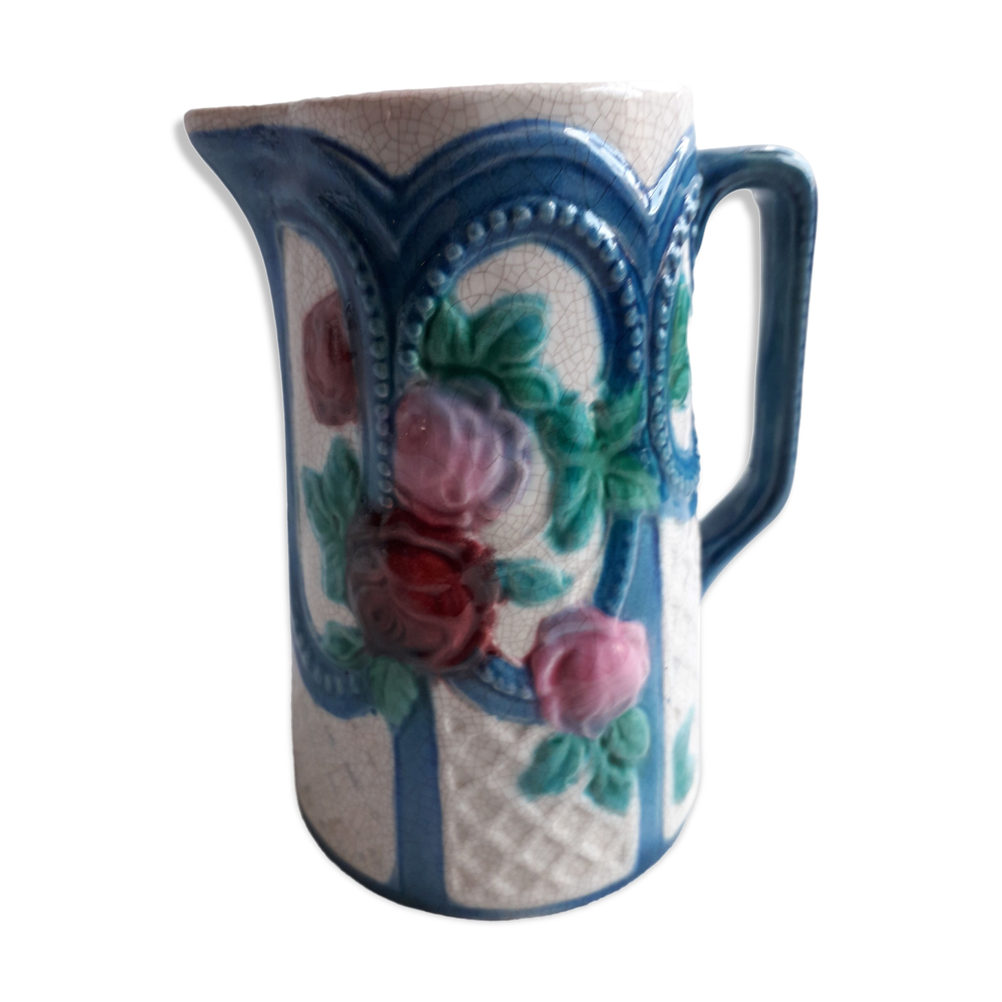 Vintage pitcher in slurry signed