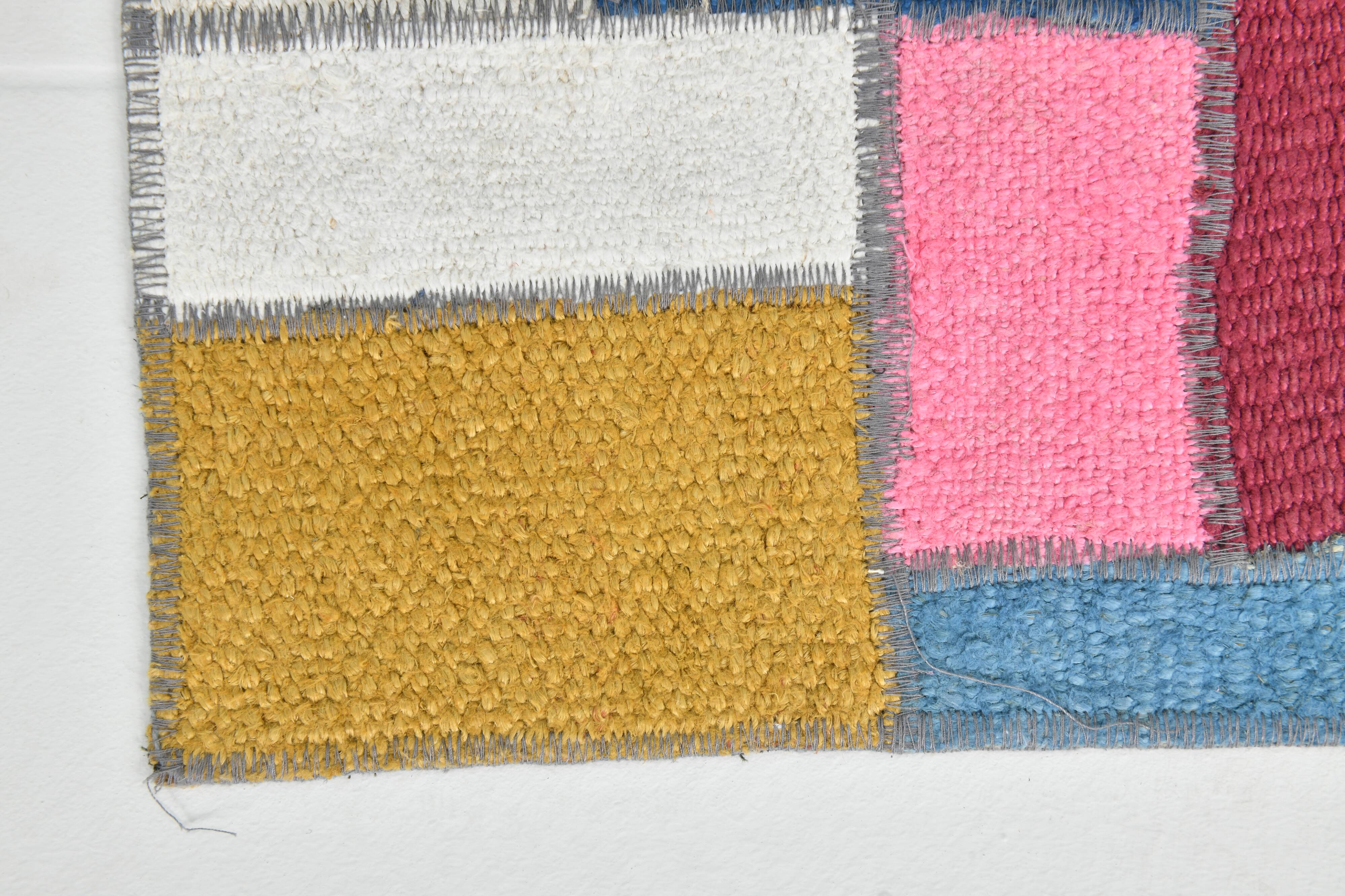 2x5 Pink & Blue Contemporary Kilim Runner Rug, 68x155Cm