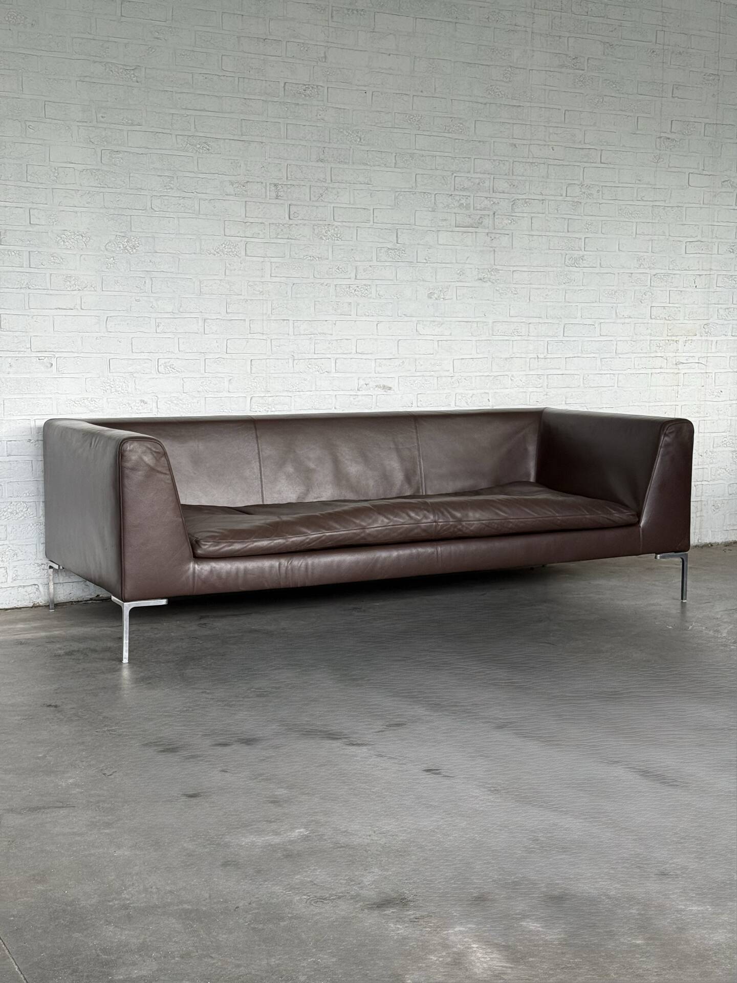 B&B Italia sofa “Charles” Leather Sofa with Matching Ottoma