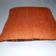 Large orange velvet cushion