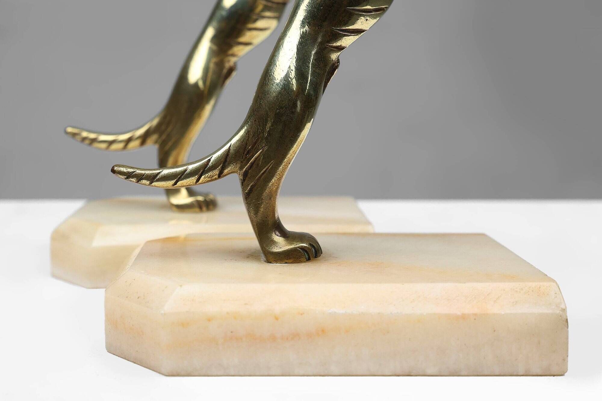 Art Deco Bookends in Copper with Marble Bases, France, 1930s, Set of 2