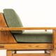 Pair of modernist style armchairs in pitch pine. 1960s.