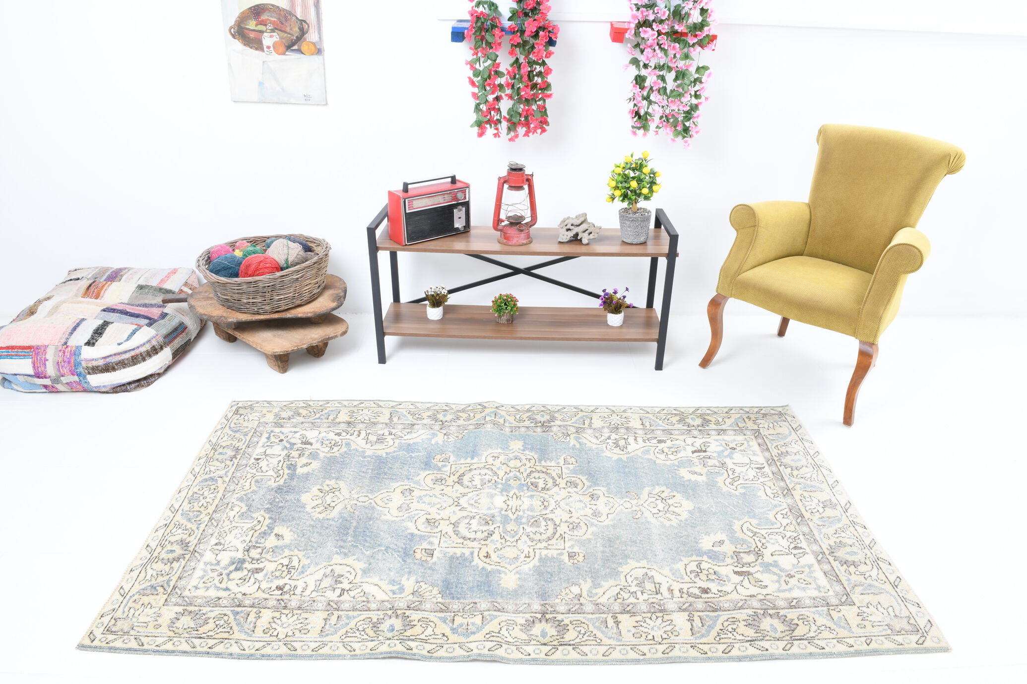 Classic soft blue carpets 216x117cm