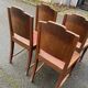 4 chaises gondoles art déco en bois massif chêne cuir skaï bordeaux 1930