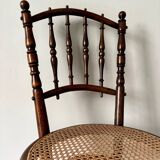 Bistro chair in turned wood and cane