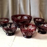 Boheme crystal dessert set comprising a salad bowl and 5 assorted cups