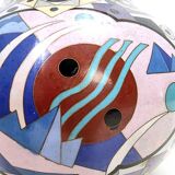 Postmodern Colorful Chinese Jingfa Cloisonné Vase with Brass Base