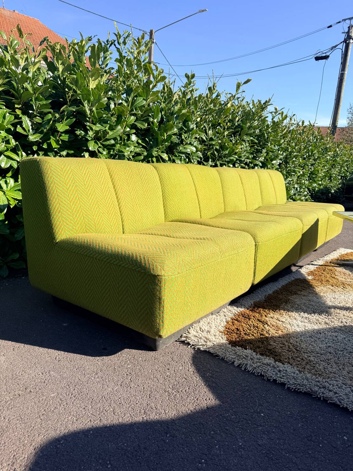 Set of 6 modular vintage Space Age armchairs - Green & Orange