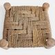 Organic Modern Turned Wood and Rope Footstool in the Style of Charlotte Perriand