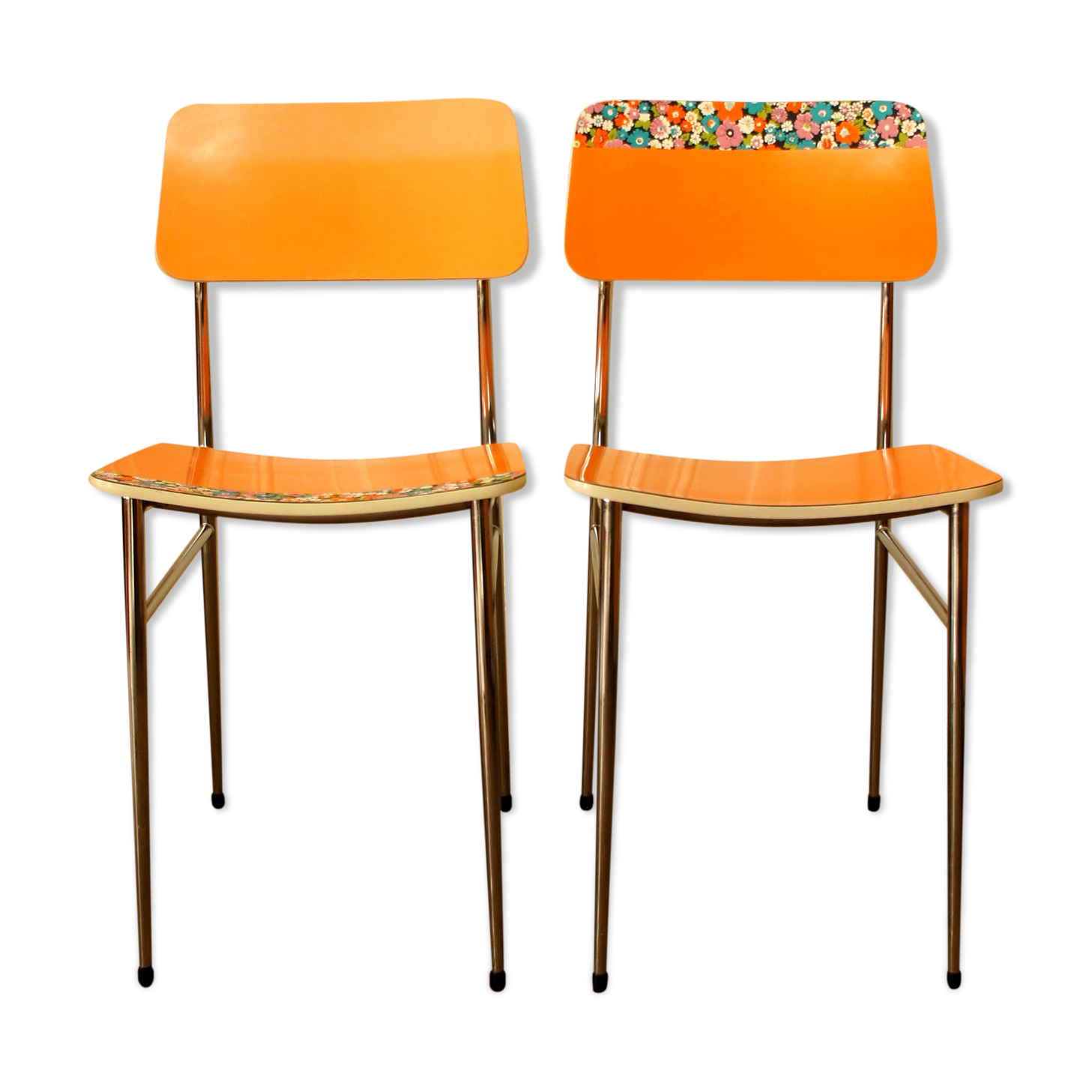 Pair of orange Formica "Tublac" chairs