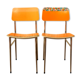 Pair of orange Formica "Tublac" chairs