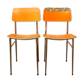 Pair of orange Formica "Tublac" chairs