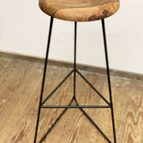Bar stool in steel and walnut
