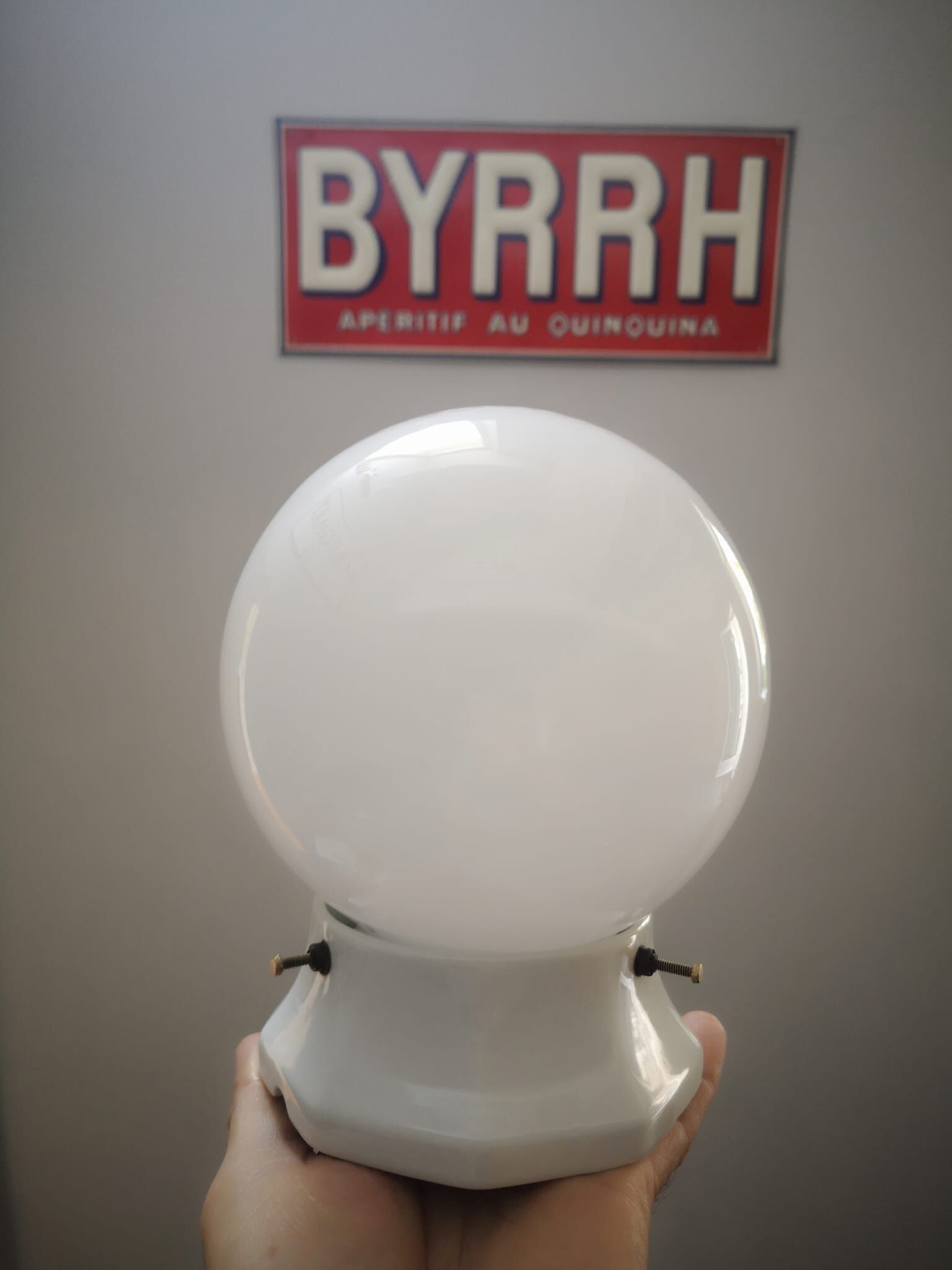 Ceiling lamp old opal globe white porcelain Ø 15cm Art Deco 1930 SMALL MODEL TBE