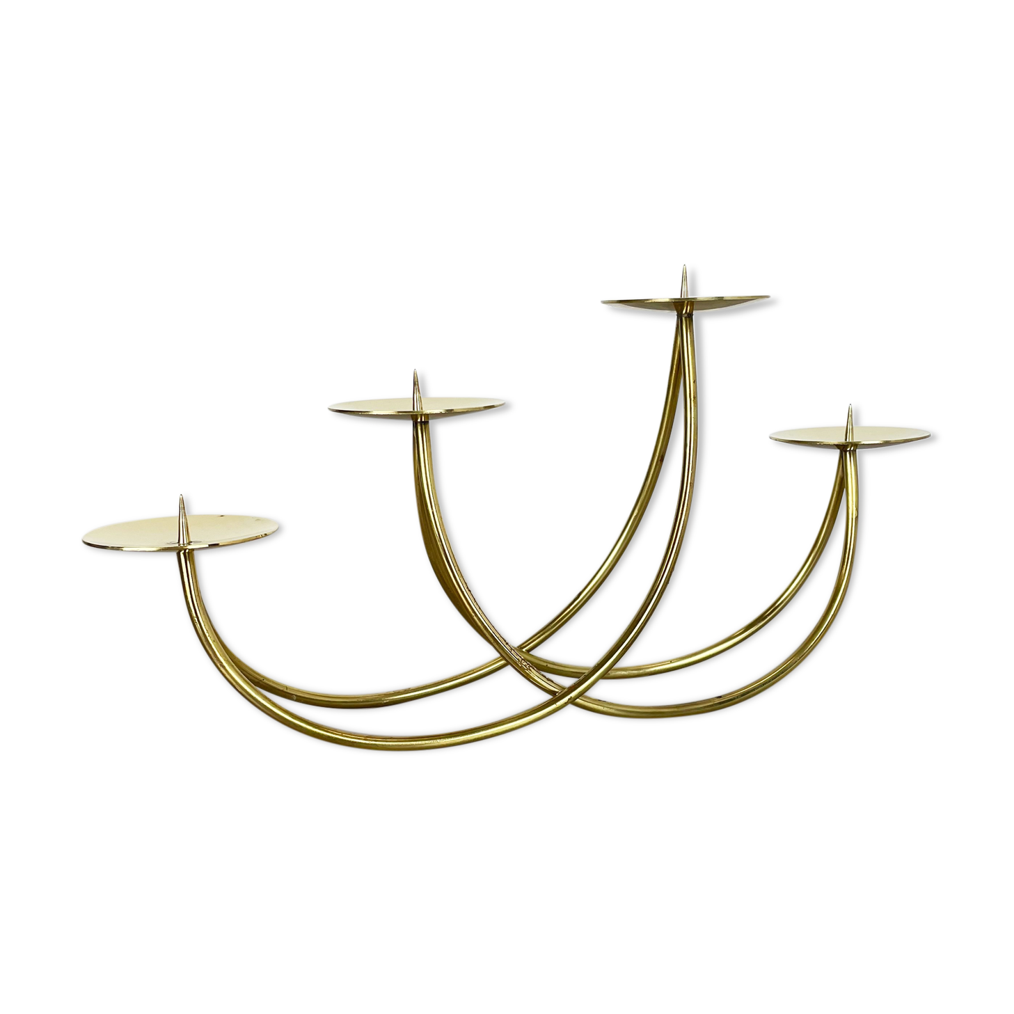 Sculptural solid brass candleholder by Harald Buchrucker Bauhaus, Germany, 1950s