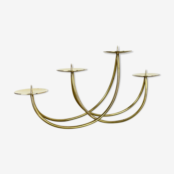 Sculptural solid brass candleholder by Harald Buchrucker Bauhaus, Germany, 1950s