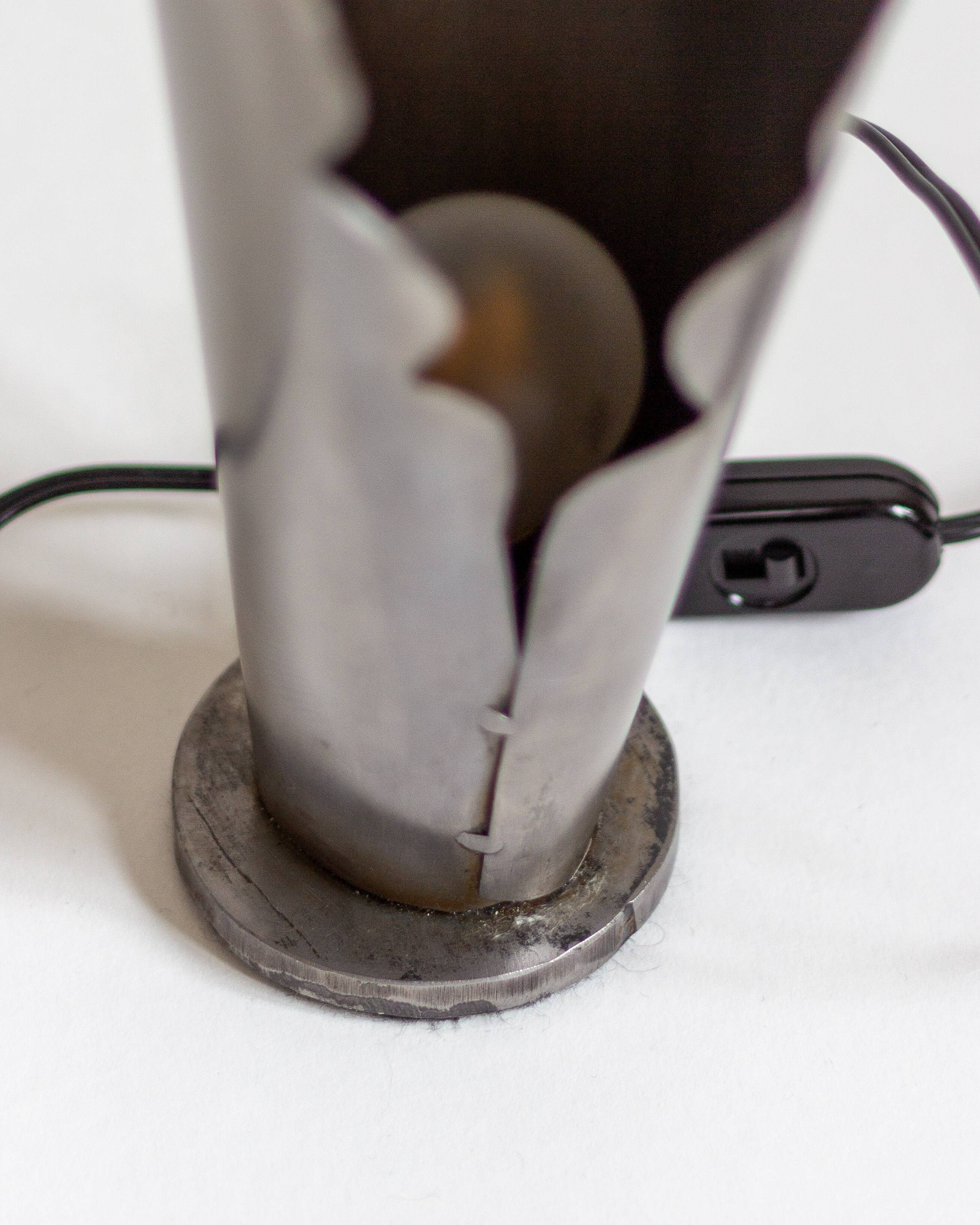 Pair of brushed steel lamps⎮60s, 70s