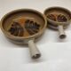 Set of 3 ceramic caquelon dishes from Pornic, Palmyre decor