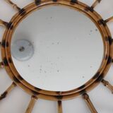 Vintage rattan bamboo mirror