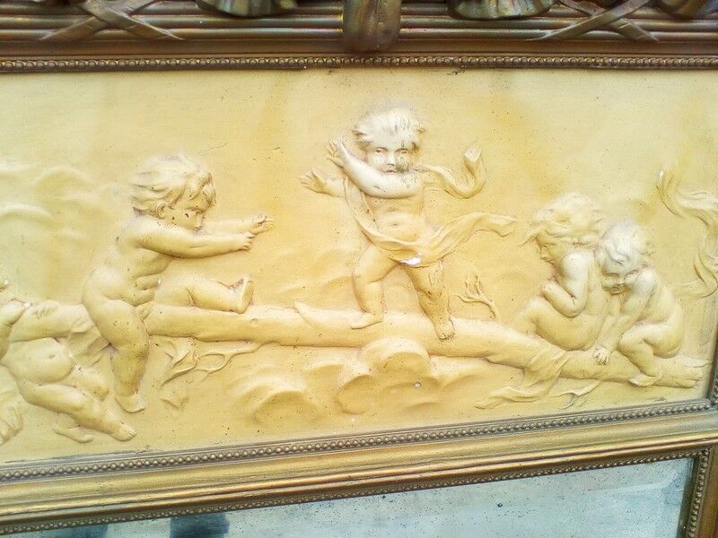 Mirror Louis XVI pier to the cherub XIXem - 140x76cm