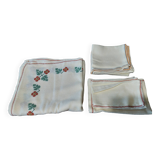 Vintage linen tablecloth and napkins acrylic embroidery 147 X 160 cm