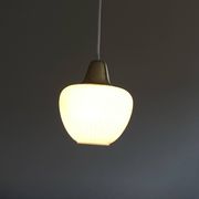 Antique pendant light in white glass and brass, vintage decoration