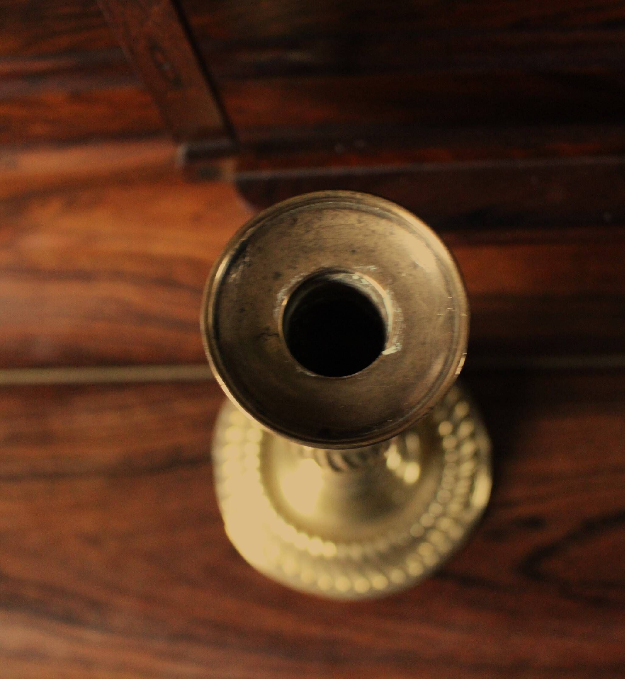 Large twisted brass torch candle holder